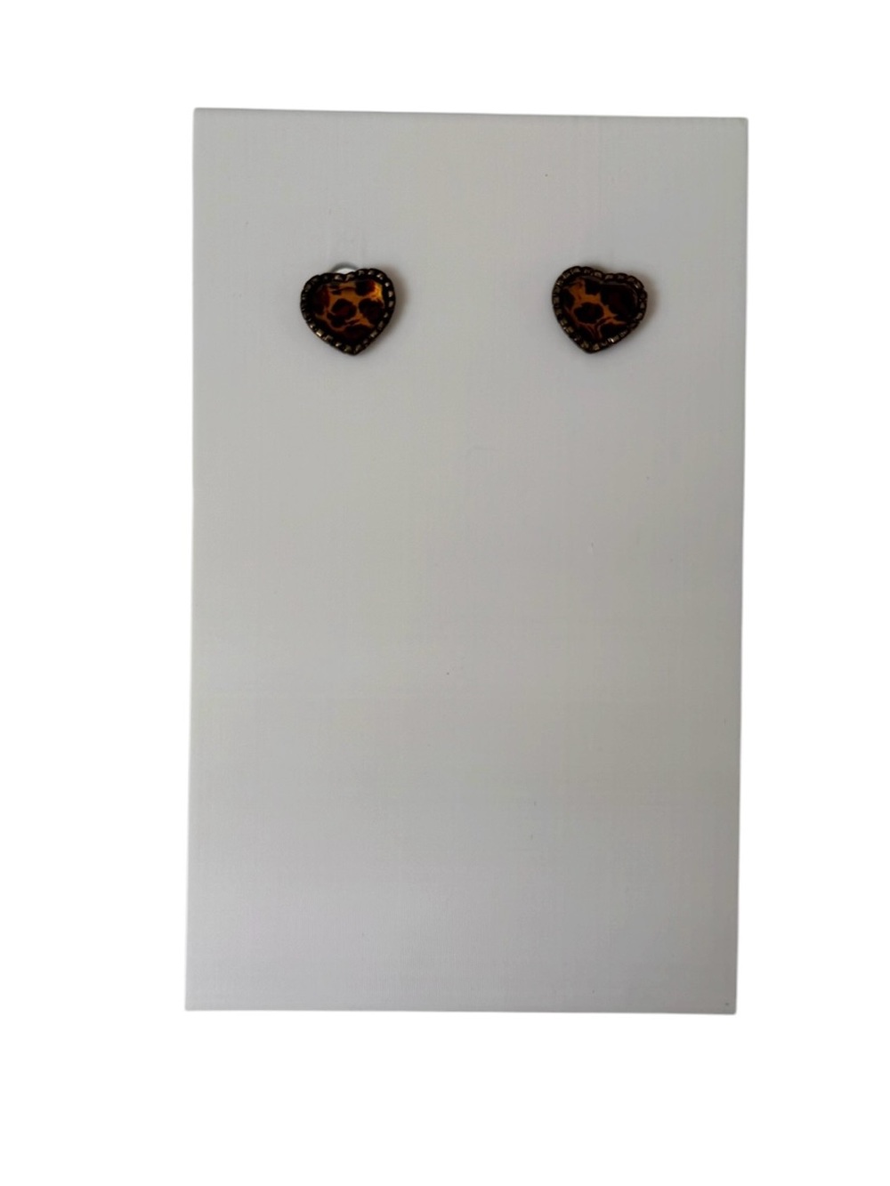 Betsey Johnson Leopard Print Heart Stud Earrings Animal Print